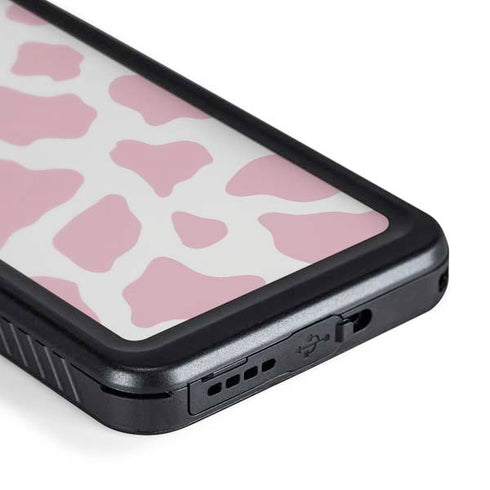 Pink Cow Print Galaxy S24 Waterproof Case